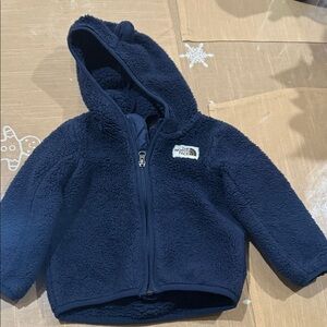 The North Face navy blue teddy bear campshire Hooded Fleece Jacket